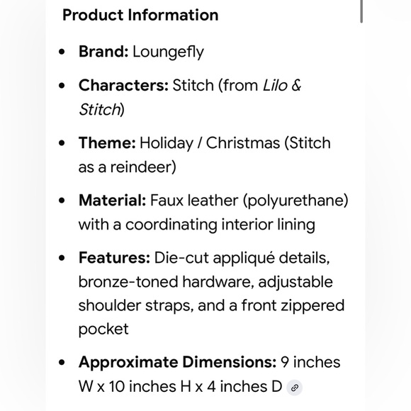 Disney Loungefly Lilo and Stitch Reindeer Backpack.   NWOT - Picture 12 of 12